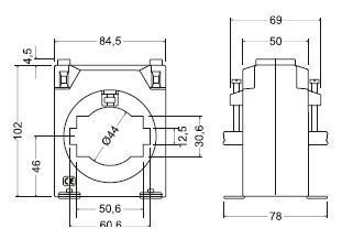 M7036A Трансформатор тока TC8 1250/5, 0.5 15VA, Ø44mm, Окно 60x12mm