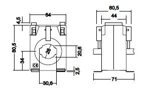 M70343 Трансформатор тока TC6.2 150/5, 0.5 5VA, 26mm, Окно 30x10mm
