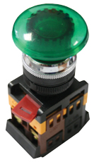 Кнопка AELA-22 зеленая с подсветкой NO+NC 380В Грибок EKF фото в интернет-магазине ТД "АТВ-ЭЛЕКТРО"