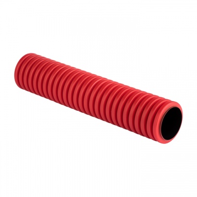 Труба гофрированная двустенная гибкая  ПНД d 90 с зондом (50 м) красная, EKF