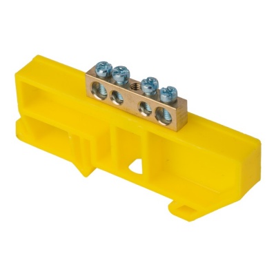 Шина "0" N (6x9мм) 4 отв. латунь желтый изолятор на DIN-рейку EKF