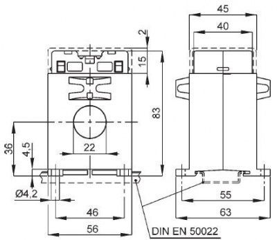 TAC022250X05 Трансформатор тока TAC022 под шину 20х5, кабель Ø22 мм, 250/5А, класс точности 0,5