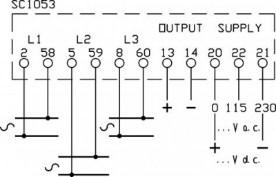 MCOEY3 Измерительный преобразователь напряжения 1 (0,5 по запросу), 115-230В AC (или по запросу)