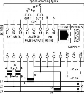 Q96B4W005MC4SU анализатор сети Q96B4W, 1-5A, 100-400В, RS485, релейный выход, питание 230В