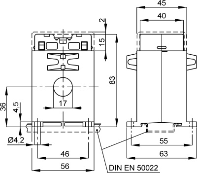 MAC017PROG42 Трансформатор тока MAC017 с выходом 4-20мA, 20-120, под шину 15х5, кабель Ø17 мм