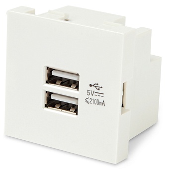 Розетка USB, сила тока 2,1 А (2 гнезда) без индикатора фото в интернет-магазине ТД "АТВ-ЭЛЕКТРО"