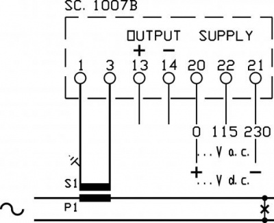 MCOEAR Измерительный преобразователь тока TRMS 1 (0,5 по запросу), 115-230В AC (или по запросу)