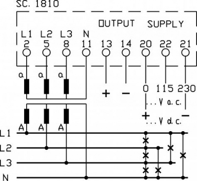 MCOETS Измерительный преобразователь напряжения 1 (0,5 по запросу), 115-230В AC (или по запросу)